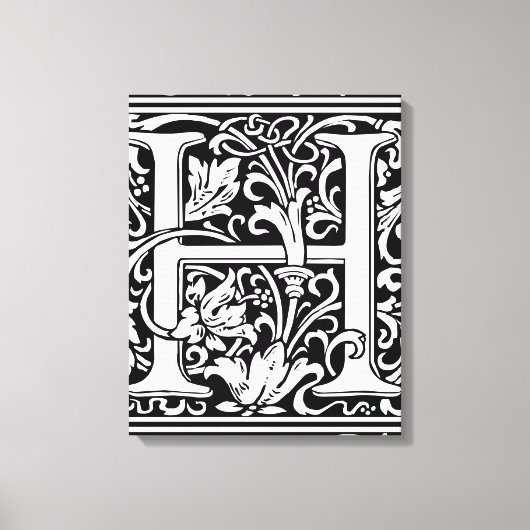 Brief H Middeleeuws Monogram Art Nouveau Canvas Afdruk (Voorkant)