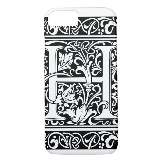 Brief H Middeleeuws Monogram Art Nouveau Case-Mate iPhone Case (Achterkant)