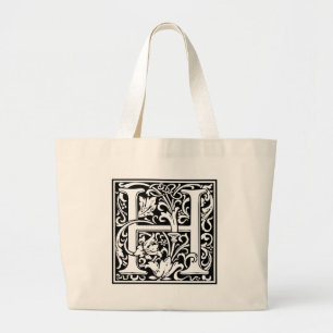 Brief H Middeleeuws Monogram Art Nouveau Grote Tote Bag