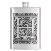 Brief H Middeleeuws Monogram Art Nouveau Heupfles (Voorkant)