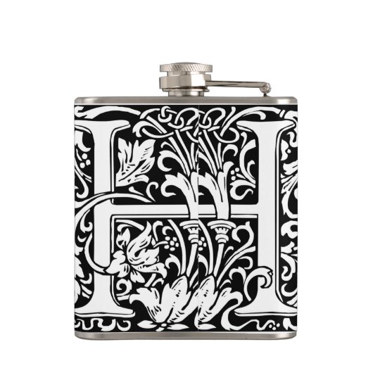 Brief H Middeleeuws Monogram Art Nouveau Heupfles (Achterkant)