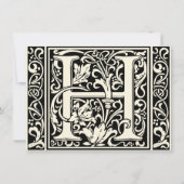 Brief H Middeleeuws Monogram Art Nouveau Kaart (Voorkant)