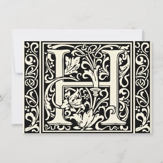Brief H Middeleeuws Monogram Art Nouveau Kaart (Voorkant)