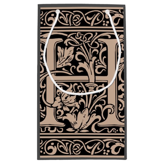 Brief H Middeleeuws Monogram Art Nouveau Klein Cadeauzakje (Achterkant)