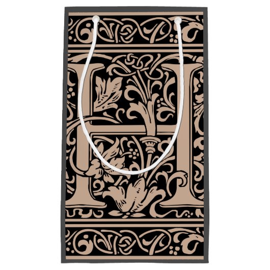 Brief H Middeleeuws Monogram Art Nouveau Klein Cadeauzakje (Voorkant)