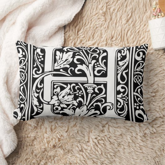 Brief H Middeleeuws Monogram Art Nouveau Kussen (Deken)