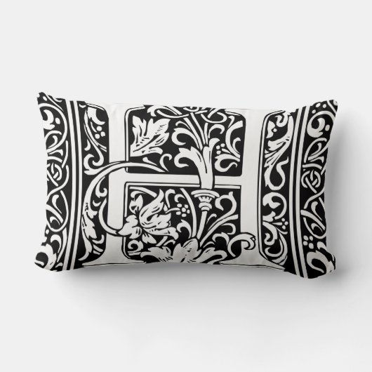 Brief H Middeleeuws Monogram Art Nouveau Kussen (Achterkant)