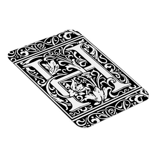 Brief H Middeleeuws Monogram Art Nouveau Magneet (Rechterzijde)