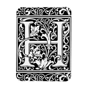 Brief H Middeleeuws Monogram Art Nouveau Magneet