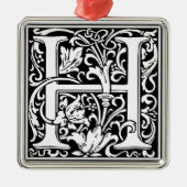 Brief H Middeleeuws Monogram Art Nouveau Metalen Ornament (Voorkant)