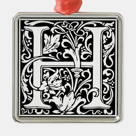 Brief H Middeleeuws Monogram Art Nouveau Metalen Ornament (Voorkant)