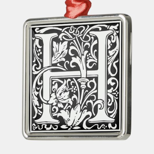 Brief H Middeleeuws Monogram Art Nouveau Metalen Ornament (Links)