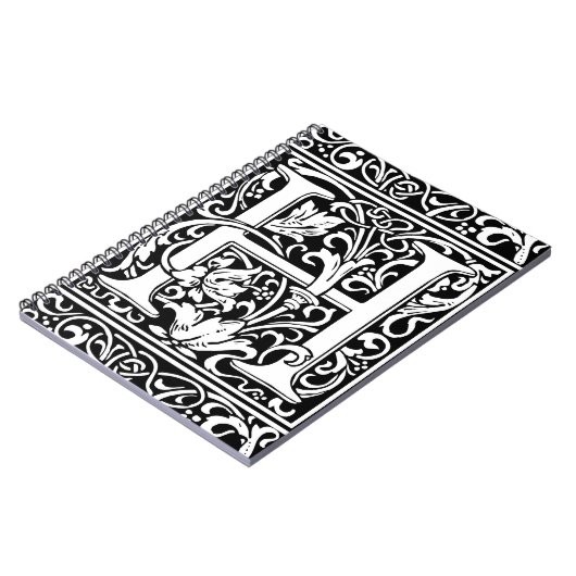 Brief H Middeleeuws Monogram Art Nouveau Notitieboek (Linkerzijde)