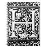 Brief H Middeleeuws Monogram Art Nouveau Notitieboek (Voorkant)