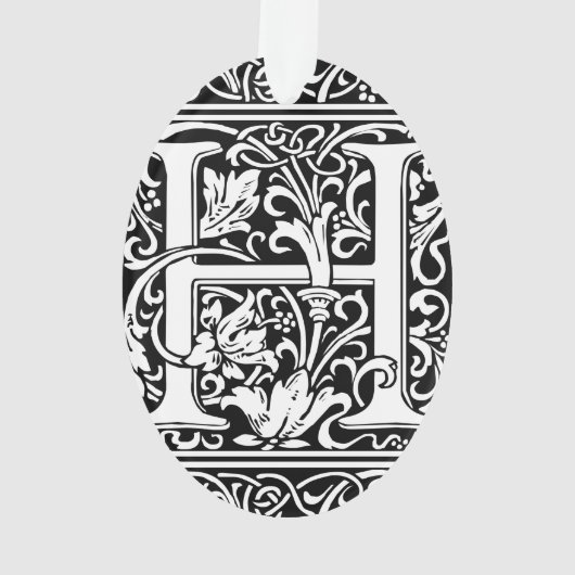 Brief H Middeleeuws Monogram Art Nouveau Ornament (achterkant)