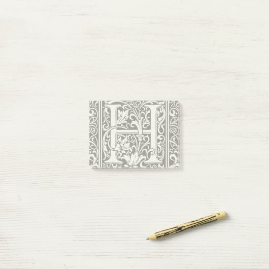 Brief H Middeleeuws Monogram Art Nouveau Post-it® Notes (Op bureau)