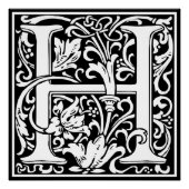 Brief H Middeleeuws Monogram Art Nouveau Poster (Voorkant)