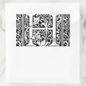Brief H Middeleeuws Monogram Art Nouveau Rechthoekige Sticker (Tas)