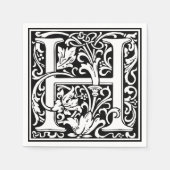 Brief H Middeleeuws Monogram Art Nouveau Servetten (Voorkant)