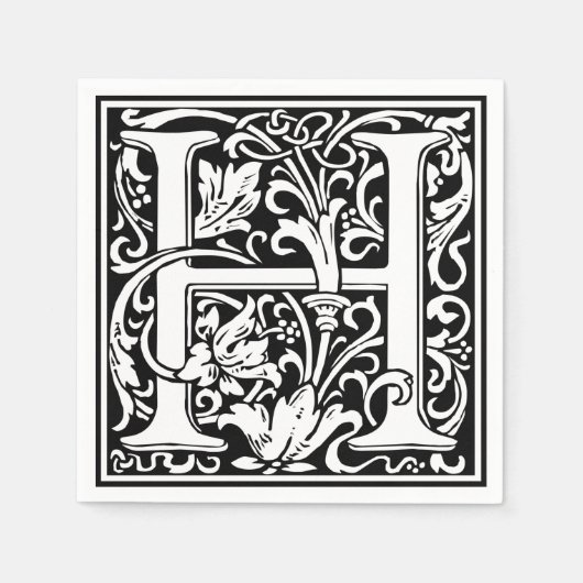 Brief H Middeleeuws Monogram Art Nouveau Servetten (Voorkant)