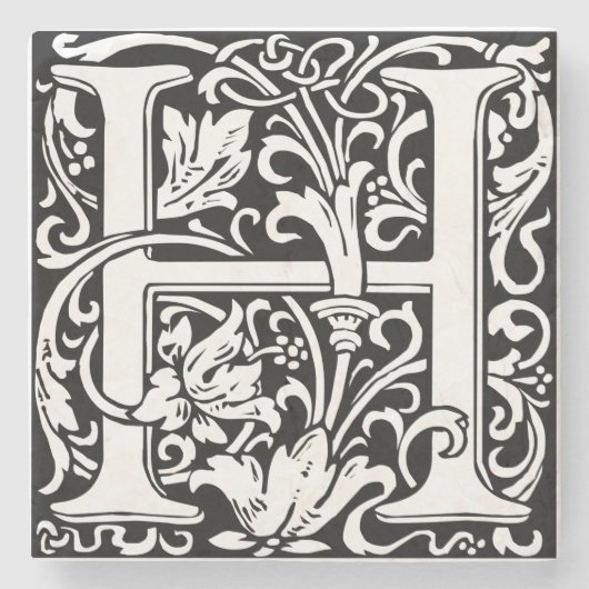 Brief H Middeleeuws Monogram Art Nouveau Stenen Onderzetter (Voorkant)