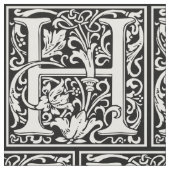 Brief H Middeleeuws Monogram Art Nouveau Stof (Close Up)