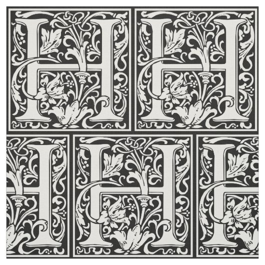 Brief H Middeleeuws Monogram Art Nouveau Stof (Swatch)
