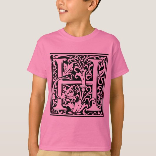 Brief H Middeleeuws Monogram Art Nouveau T-shirt (Voorkant)
