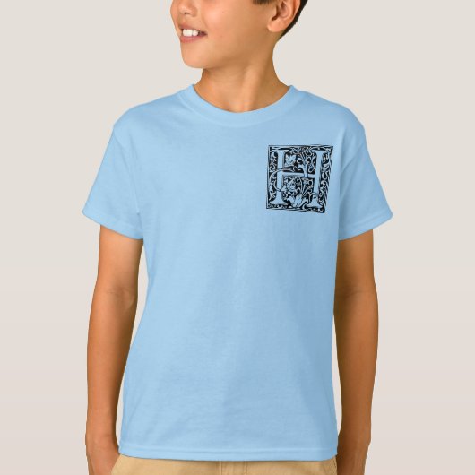 Brief H Middeleeuws Monogram Art Nouveau T-shirt (Voorkant)