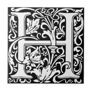 Brief H Middeleeuws Monogram Art Nouveau Tegeltje