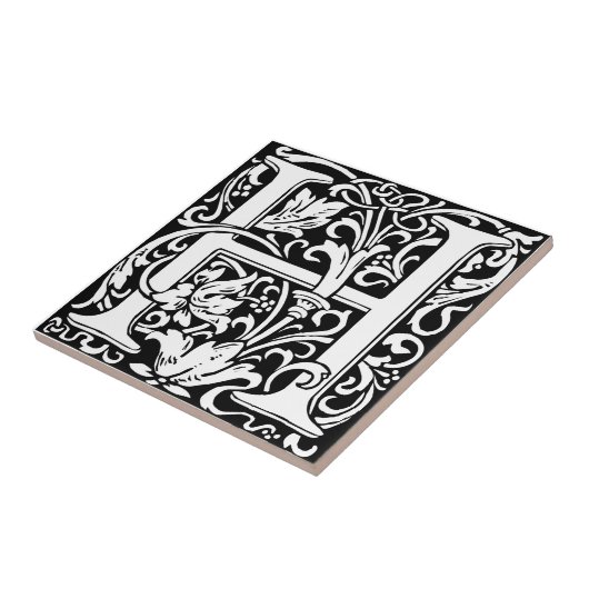 Brief H Middeleeuws Monogram Art Nouveau Tegeltje (Zijkant)