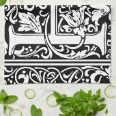 Brief H Middeleeuws Monogram Art Nouveau Theedoek (Gevouwen)