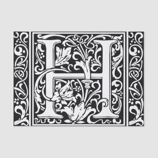 Brief H Middeleeuws Monogram Art Nouveau Tissuepapier (Voorkant)