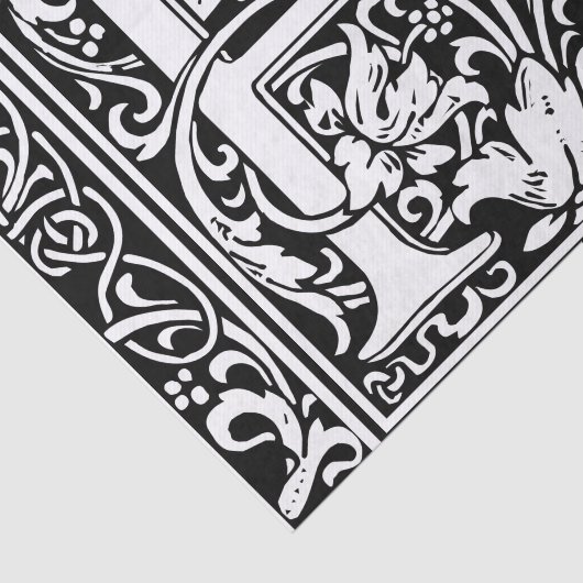 Brief H Middeleeuws Monogram Art Nouveau Tissuepapier (Detail)