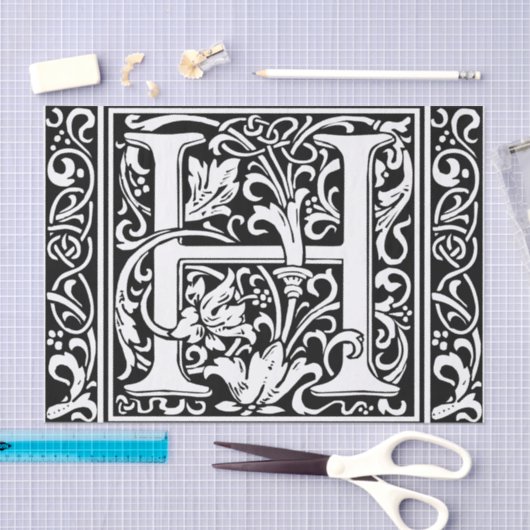 Brief H Middeleeuws Monogram Art Nouveau Tissuepapier (Craft)