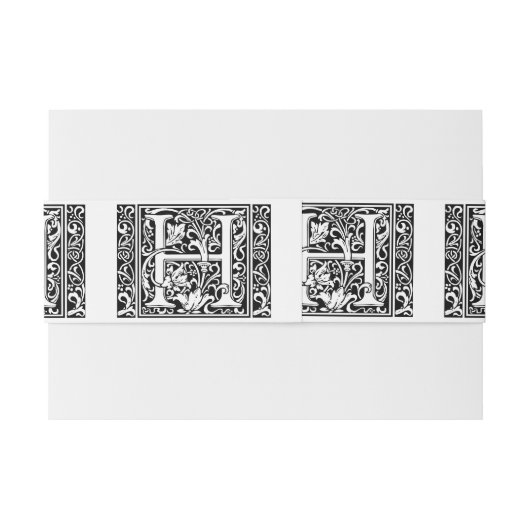 Brief H Middeleeuws Monogram Art Nouveau Uitnodigingen Wikkel (Achterkant Voorbeeld)