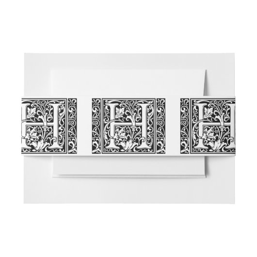 Brief H Middeleeuws Monogram Art Nouveau Uitnodigingen Wikkel (Voorkant Voorbeeld)