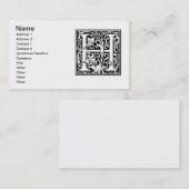 Brief H Middeleeuws Monogram Art Nouveau Visitekaartje (Voorkant / Achterkant)