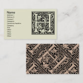 Brief H Middeleeuws Monogram Art Nouveau Visitekaartje (Voorkant / Achterkant)