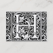 Brief H Middeleeuws Monogram Art Nouveau Visitekaartje (Achterkant)
