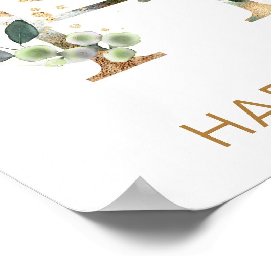 Brief H Monogram Groen goudbladerblad Nursery Poster (Hoek)