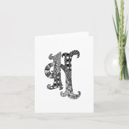 Brief H Monogram in zwart-wit Notitiekaartje