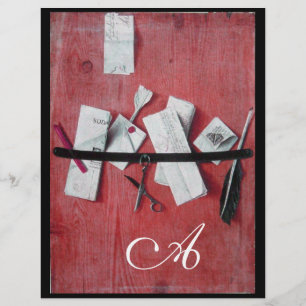 BRIEF HOLDER IN HOUT MONOGRAM rood zwart