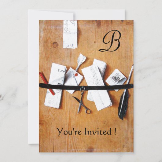 BRIEF HOLDER IN HOUT MONOGRAM rood zwart Kaart (Voorkant)