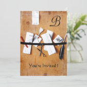 BRIEF HOLDER IN HOUT MONOGRAM rood zwart Kaart (Staand voorkant)