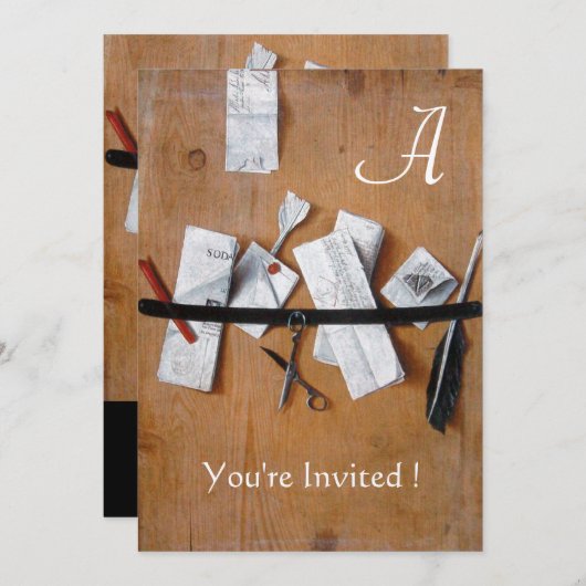 BRIEF HOLDER IN HOUT MONOGRAM rood zwart Kaart (Voorkant / Achterkant)