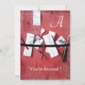 BRIEF HOLDER IN HOUT MONOGRAM rood zwart Kaart (Voorkant)