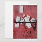 BRIEF HOLDER IN HOUT MONOGRAM rood zwart wit Briefpapier (Voorkant / Achterkant)