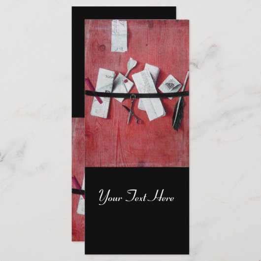 BRIEF HOLDER IN HOUT MONOGRAM zwart rood wit (Voorkant / Achterkant)