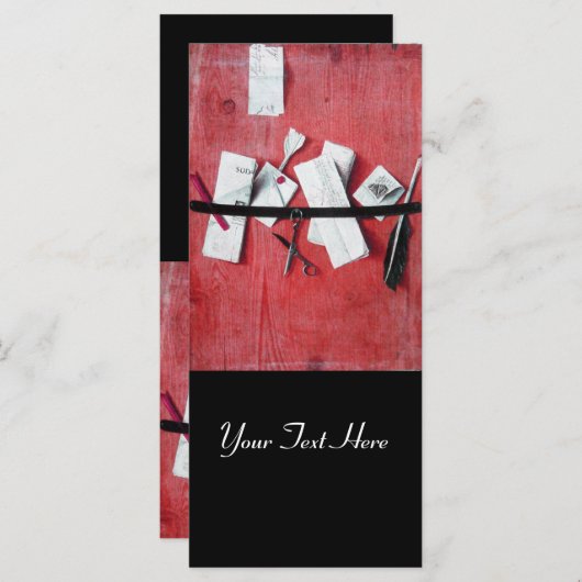 BRIEF HOLDER IN HOUT MONOGRAM zwart rood wit (Voorkant / Achterkant)